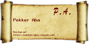 Pekker Aba névjegykártya